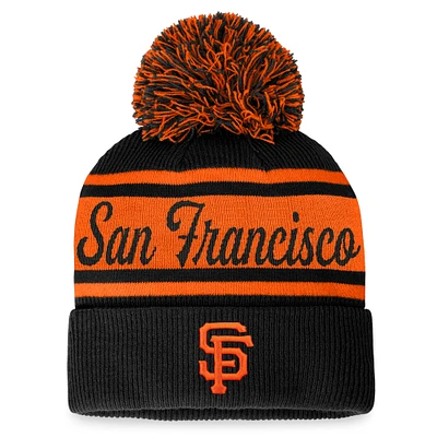 Women's Fanatics Black/Orange San Francisco Giants Script Cuffed Knit Hat with Pom