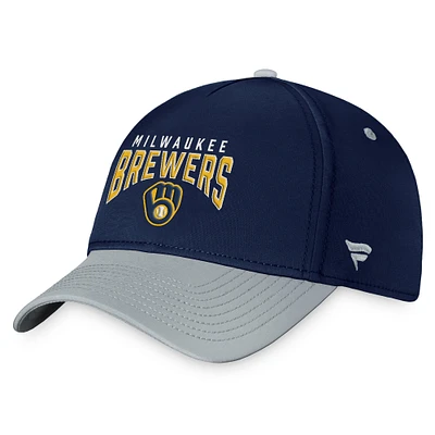 Men's Fanatics  Navy/Gray Milwaukee Brewers Stacked Logo Flex Hat