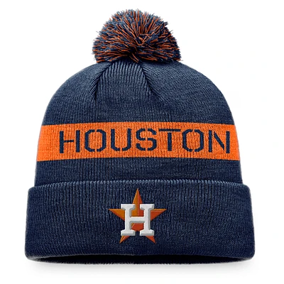 Men's Fanatics Navy/Orange Houston Astros League Logo Cuffed Knit Hat with Pom