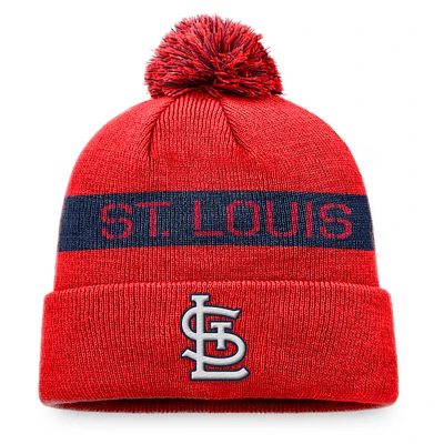 Men's Fanatics Red/Navy St. Louis Cardinals League Logo Cuffed Knit Hat with Pom