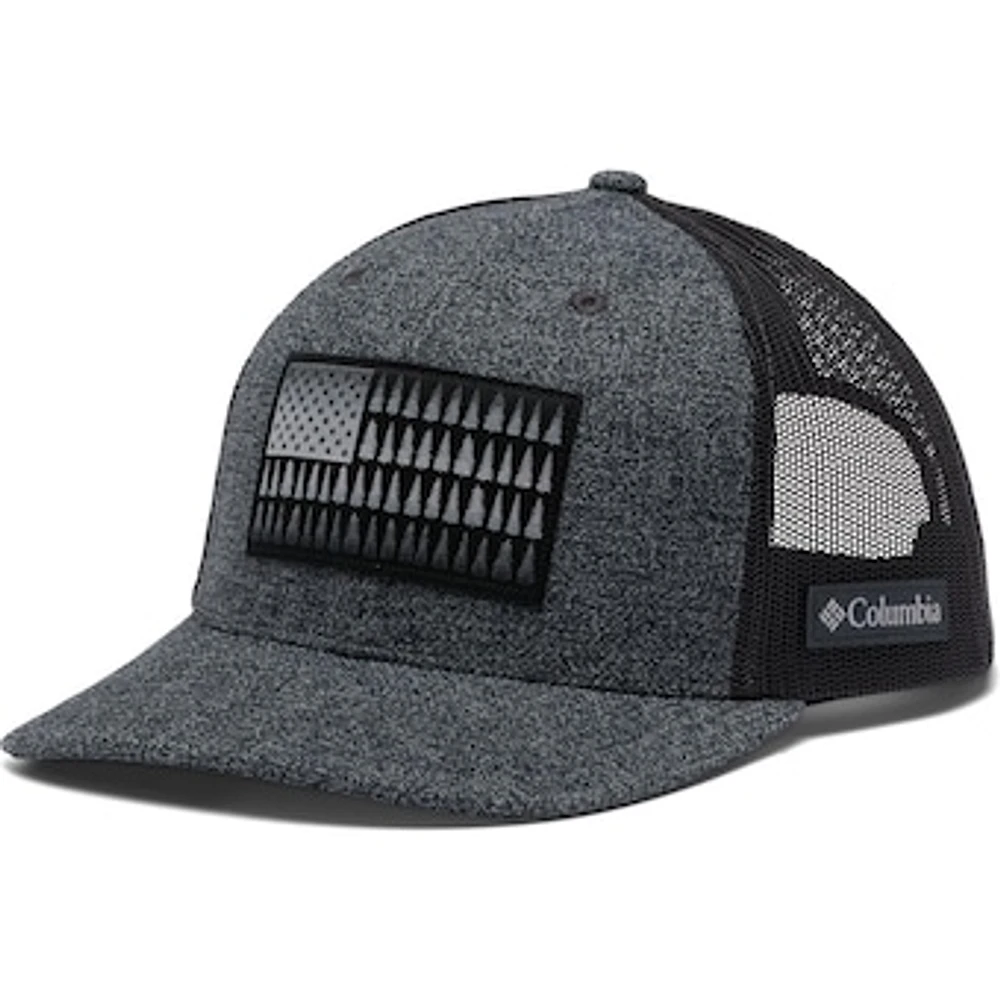 Men's Columbia Heather Black Tree Flag Mesh Snapback Hat