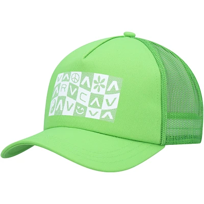 Women's RVCA Green Checker Trucker Snapback Hat