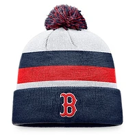 Men's Fanatics Navy Boston Red Sox Stripe Cuffed Knit Hat with Pom