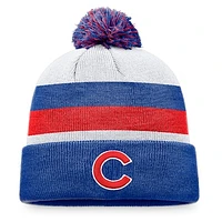 Men's Fanatics Royal Chicago Cubs Stripe Cuffed Knit Hat with Pom