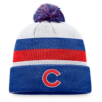 Men's Fanatics Royal Chicago Cubs Stripe Cuffed Knit Hat with Pom