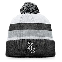 Men's Fanatics Black Chicago White Sox Stripe Cuffed Knit Hat with Pom