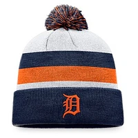 Men's Fanatics Navy Detroit Tigers Stripe Cuffed Knit Hat with Pom