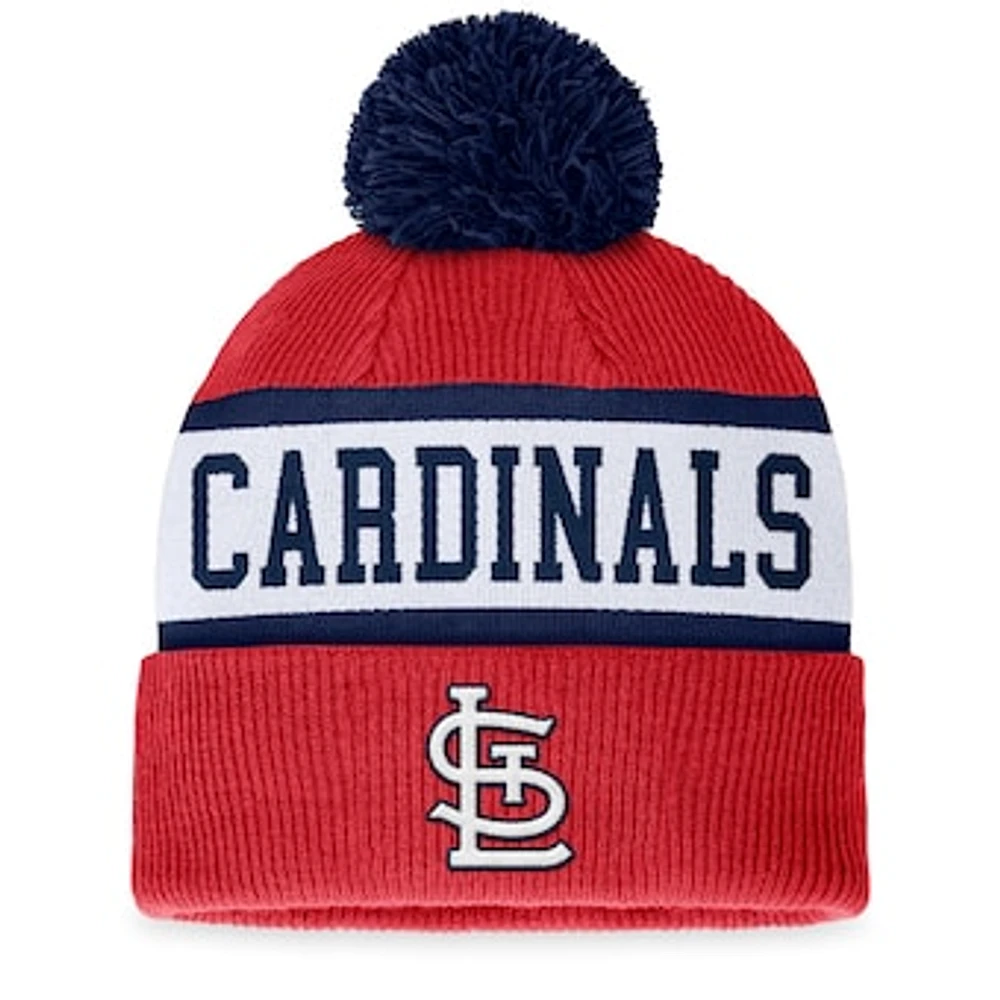 Men's Fanatics Red/White St. Louis Cardinals Secondary Cuffed Knit Hat with Pom