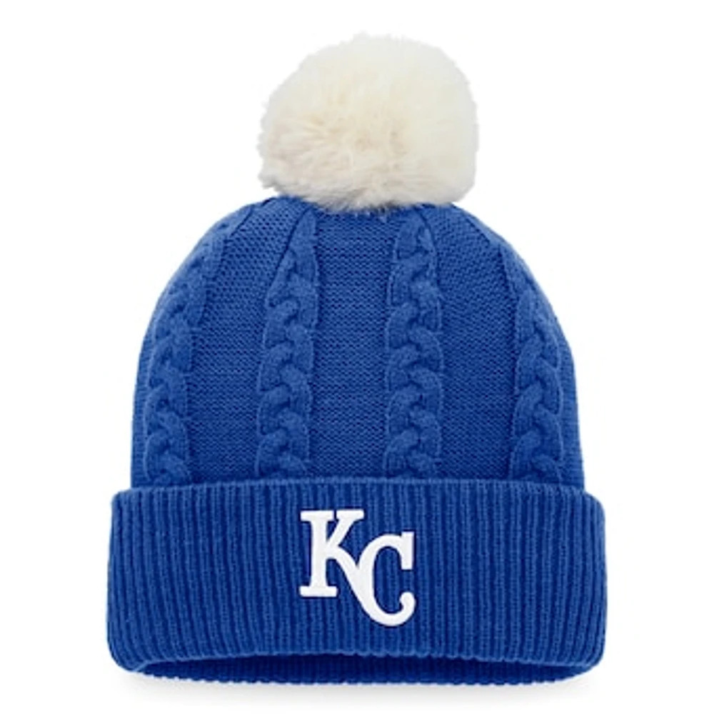 Women's Fanatics Royal Kansas City Royals Cable Cuffed Knit Hat with Pom