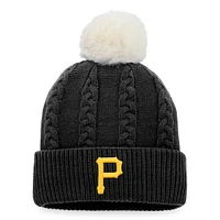 Women's Fanatics Black Pittsburgh Pirates Cable Cuffed Knit Hat with Pom