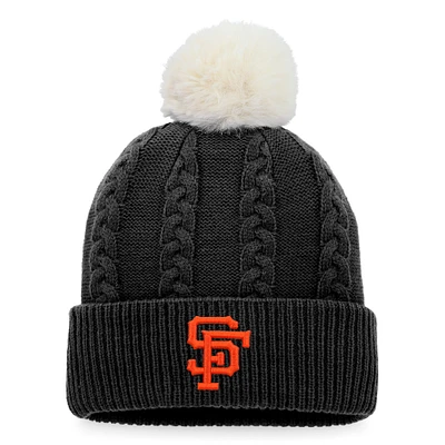 Women's Fanatics Black San Francisco Giants Cable Cuffed Knit Hat with Pom