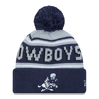 Men's New Era  Navy Dallas Cowboys Retro Joe Main Cuffed Knit Hat with Pom