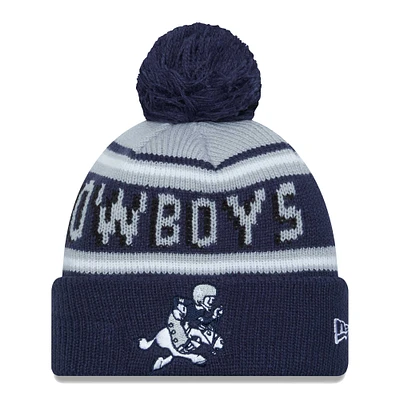 Youth New Era Gray/Navy Dallas Cowboys Gridiron Classics Main Cuffed Knit Hat with Pom