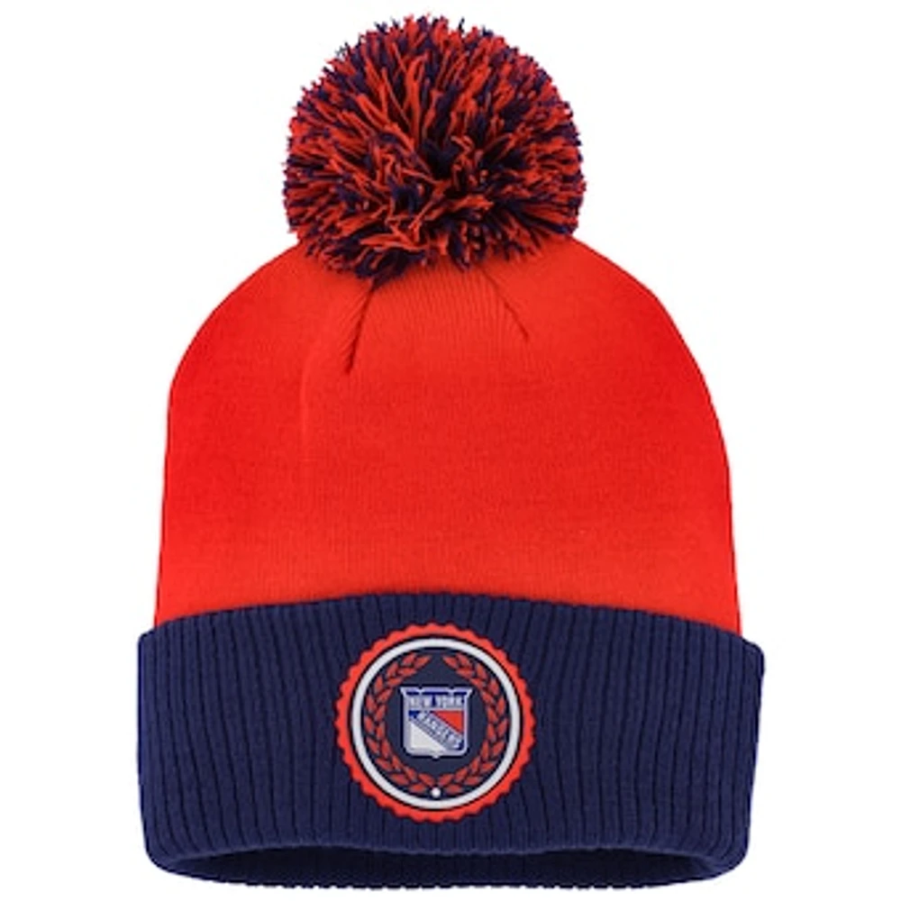 Women's adidas Red New York Rangers Laurel Cuffed Knit Hat with Pom