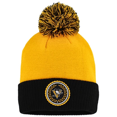 Women's adidas Gold Pittsburgh Penguins Laurel Cuffed Knit Hat with Pom