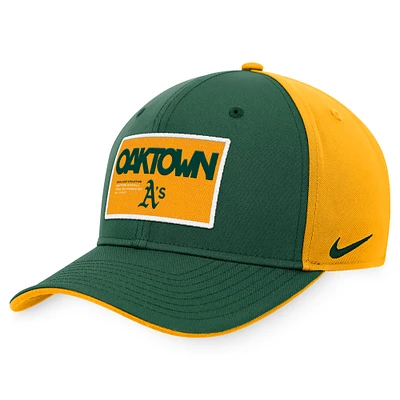 Men's Nike Green/Gold Oakland Athletics Classic99 Colorblock Performance Snapback Hat