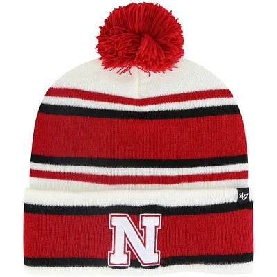 Youth '47  White Nebraska Huskers Stripling Cuffed Knit Hat with Pom