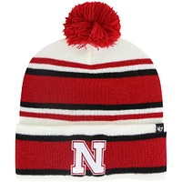 Youth '47  White Nebraska Huskers Stripling Cuffed Knit Hat with Pom