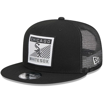 Men's New Era Black Chicago White Sox Scratch Squared Trucker 9FIFTY Snapback Hat