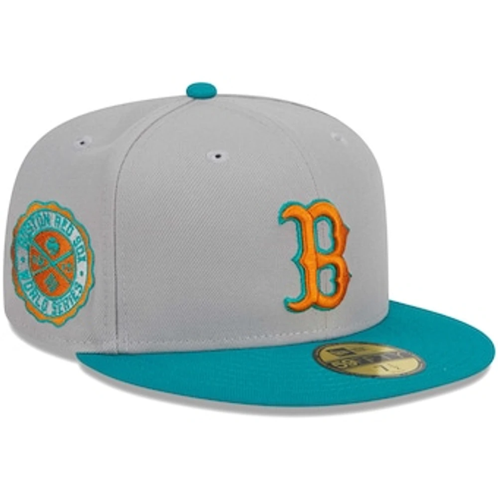 Men's New Era Gray/Teal Boston Red Sox  59FIFTY Fitted Hat