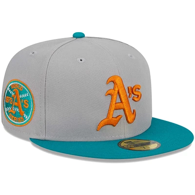 Men's New Era Gray/Teal Oakland Athletics  59FIFTY Fitted Hat