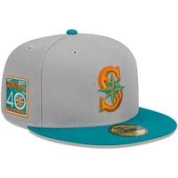 Men's New Era Gray/Teal Seattle Mariners  59FIFTY Fitted Hat