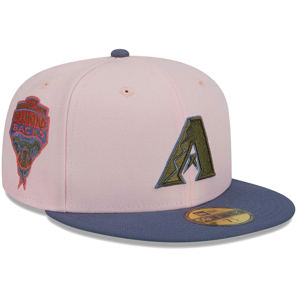 Men's New Era Pink/Blue Arizona Diamondbacks  Olive Undervisor 59FIFTY Fitted Hat