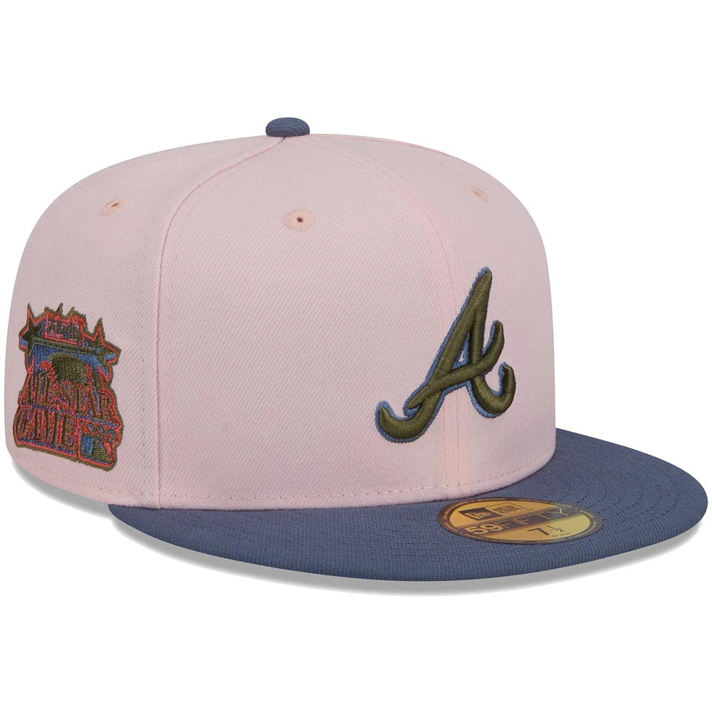 Men's New Era Pink/Blue Atlanta Braves  Olive Undervisor 59FIFTY Fitted Hat