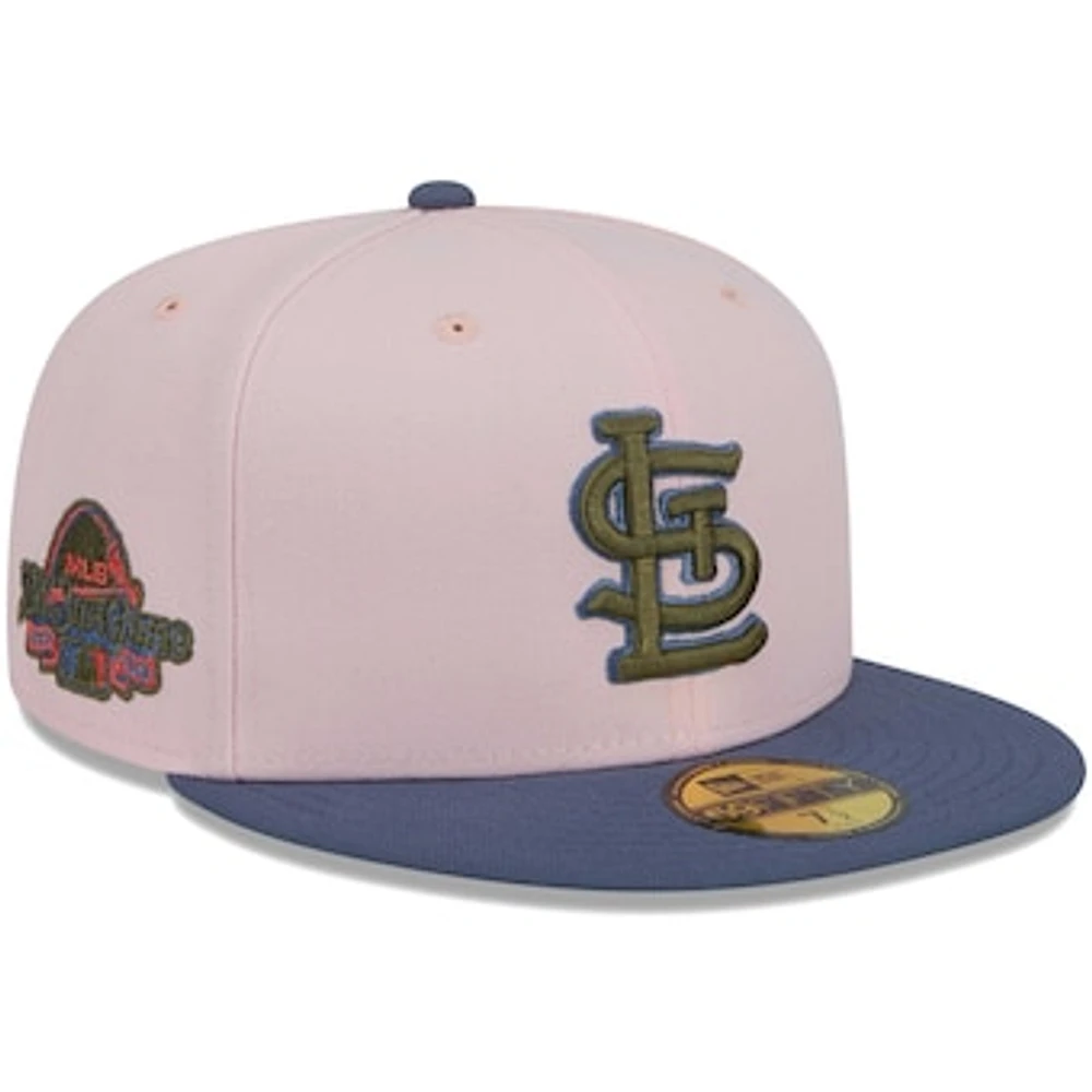 Men's New Era Pink/Blue St. Louis Cardinals  Olive Undervisor 59FIFTY Fitted Hat