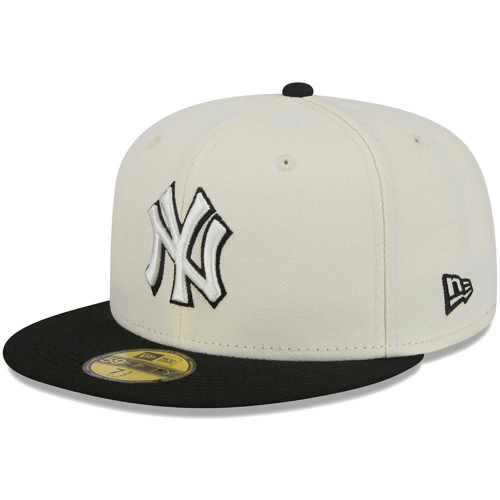 Men's New Era Stone/Black New York Yankees Chrome 59FIFTY Fitted Hat