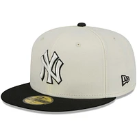 Men's New Era Stone/Black New York Yankees Chrome 59FIFTY Fitted Hat