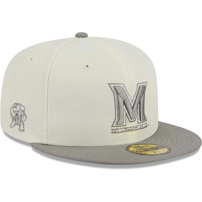 Men's New Era Stone/Gray Maryland Terrapins Chrome & Concrete 59FIFTY Fitted Hat