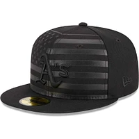 Men's New Era Black Athletics Tonal Flag 59FIFTY Fitted Hat