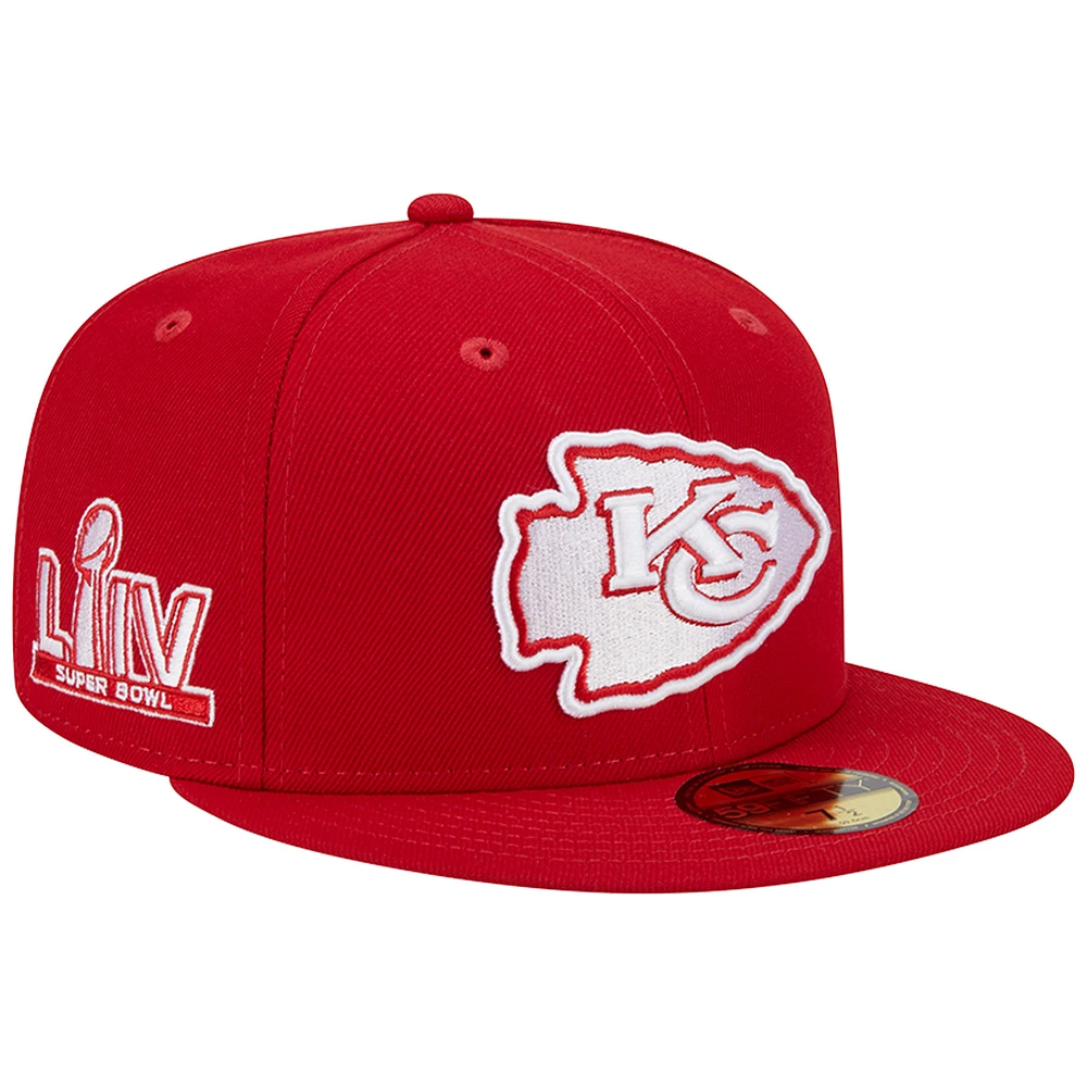 Men's New Era Scarlet Kansas City Chiefs Super Bowl LIV Main Patch 59FIFTY Fitted Hat