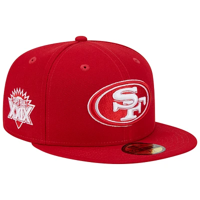 Men's New Era Scarlet San Francisco 49ers Super Bowl XXIX Main Patch 59FIFTY Fitted Hat