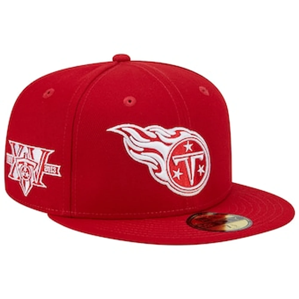 Men's New Era Scarlet Tennessee Titans 15 Years Main Patch 59FIFTY Fitted Hat