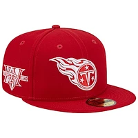 Men's New Era Scarlet Tennessee Titans 15 Years Main Patch 59FIFTY Fitted Hat