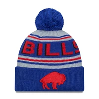 Men's New Era  Royal Buffalo Bills Throwback Main Cuffed Knit Hat with Pom