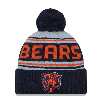 Men's New Era  Navy Chicago Bears Throwback Main Cuffed Knit Hat with Pom