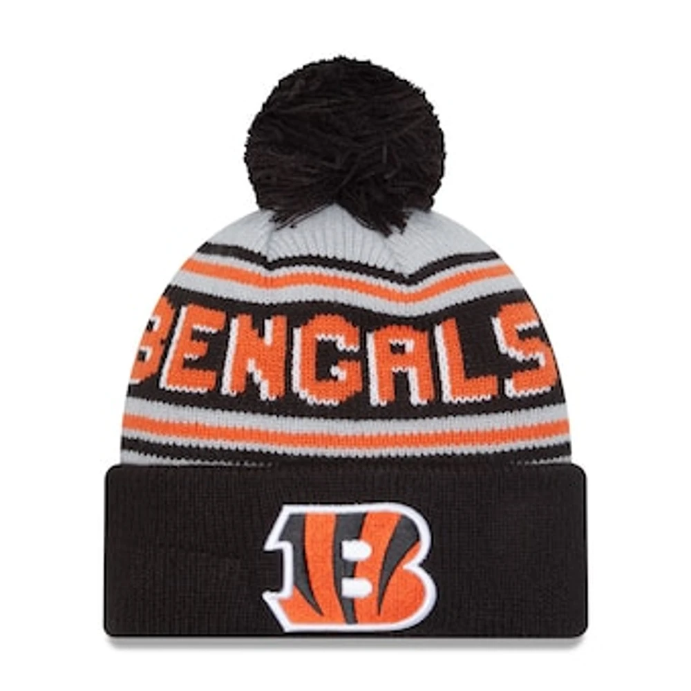 Men's New Era  Black Cincinnati Bengals  Main Cuffed Knit Hat with Pom