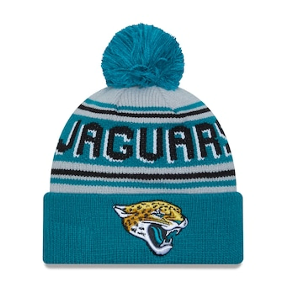 Men's New Era  Teal Jacksonville Jaguars  Main Cuffed Knit Hat with Pom