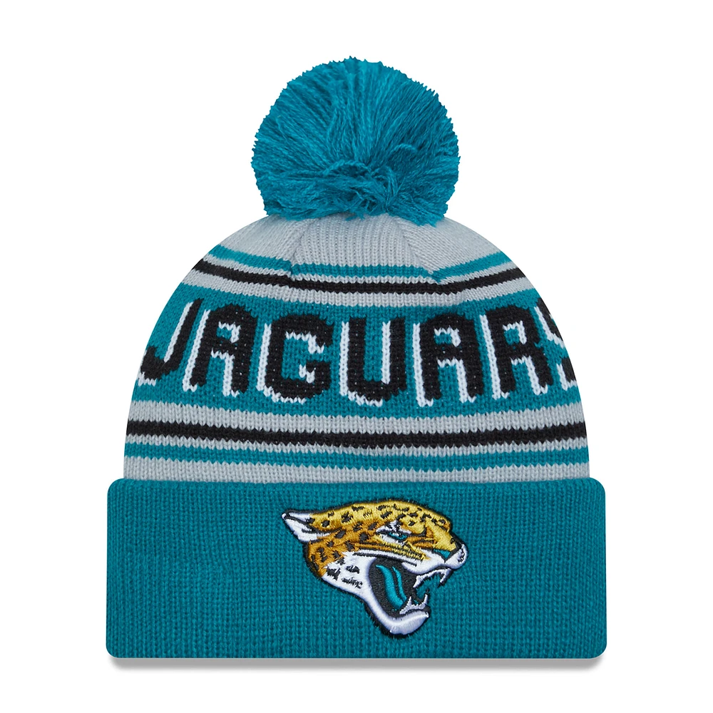 Men's New Era  Teal Jacksonville Jaguars  Main Cuffed Knit Hat with Pom