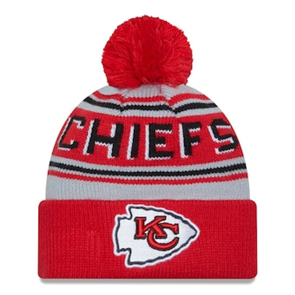 Men's New Era Red Kansas City Chiefs Main Cuffed Knit Hat with Pom