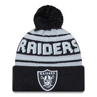 Men's New Era Black Las Vegas Raiders Main Cuffed Knit Hat with Pom