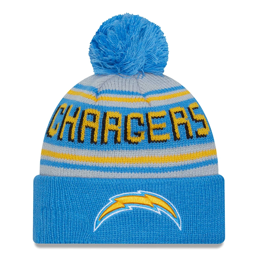 Men's New Era Powder Blue Los Angeles Chargers Main Cuffed Knit Hat with Pom