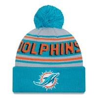 Men's New Era Aqua Miami Dolphins Main Cuffed Knit Hat with Pom