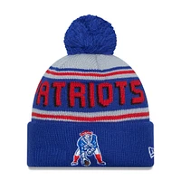 Men's New Era  Royal New England Patriots Throwback Main Cuffed Knit Hat with Pom