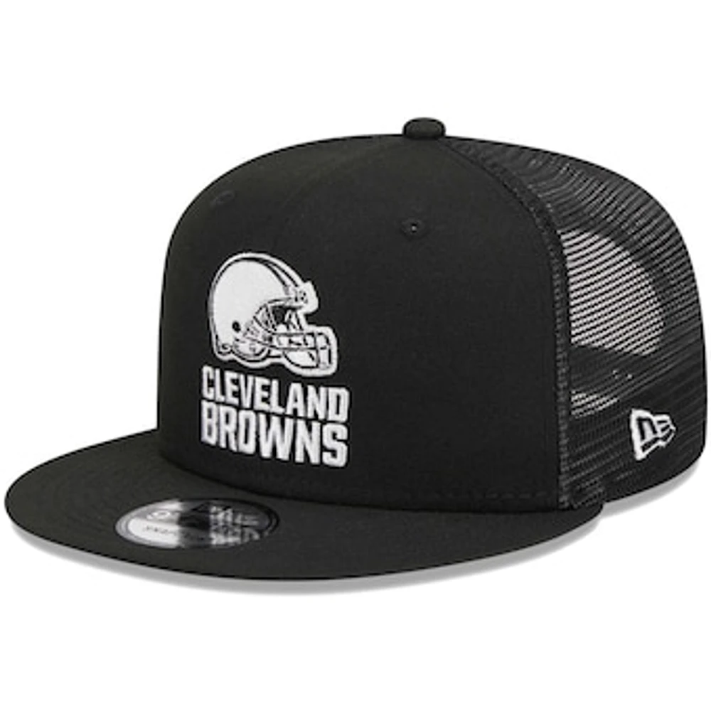 Men's New Era Black Cleveland Browns  Main Trucker 9FIFTY Snapback Hat