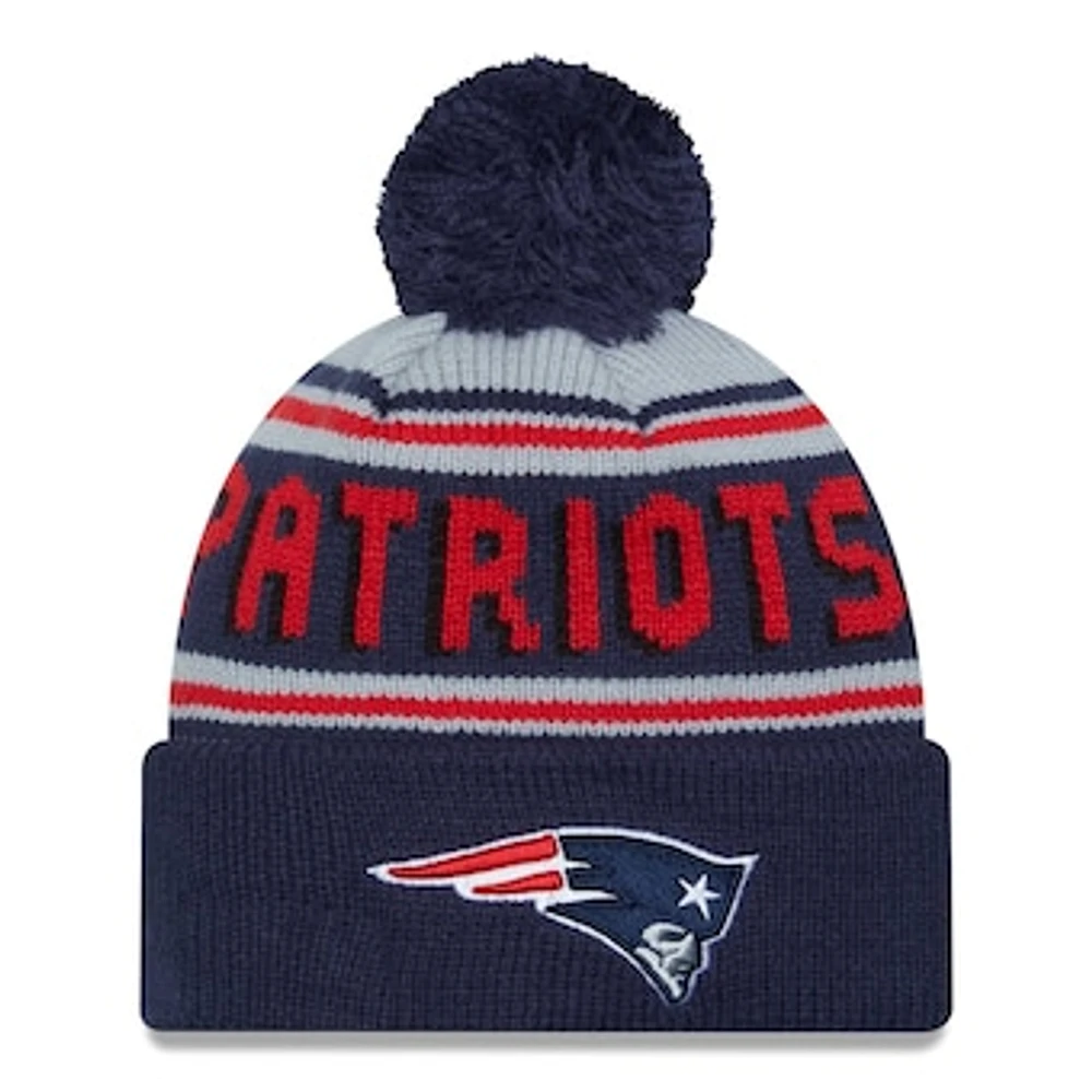 Men's New Era Navy New England Patriots Main Cuffed Knit Hat with Pom