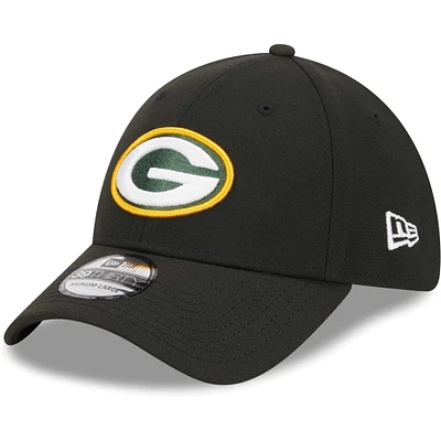 Men's New Era Black Green Bay Packers  Main 39THIRTY Flex Hat